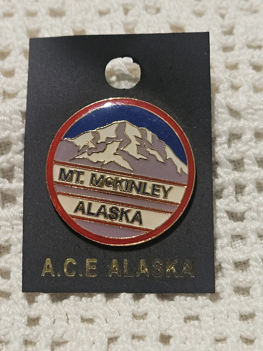 Mt. McKinley Enamel Pin - Red, Blue, Cream